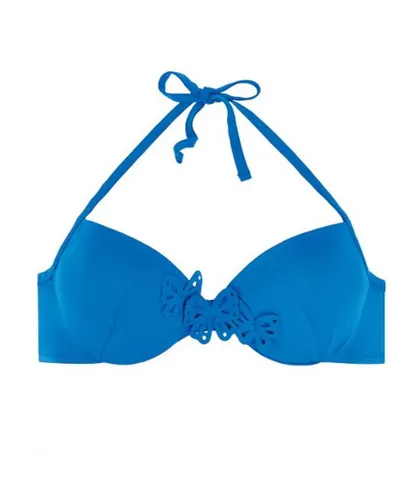 Passionata Womens Papillon Halterneck Bikini Top - Blue Polyamide