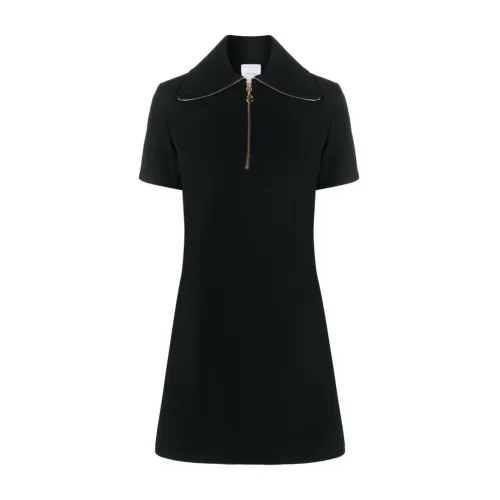 Patou , Black Short-Sleeve Zip-Detail Dress ,Black female, Sizes: