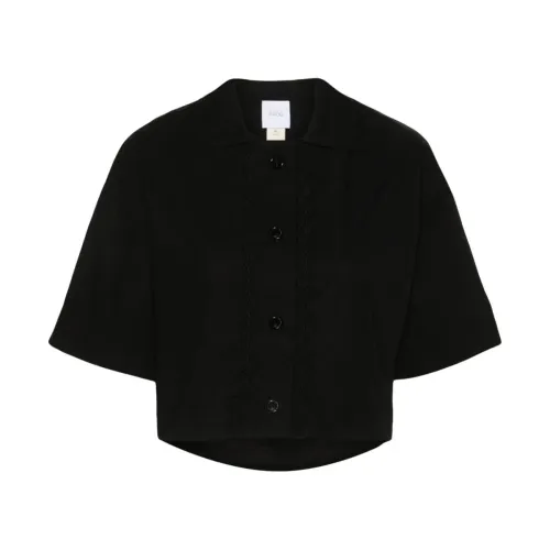 Patou , Black Wave Crop Sweater ,Black female, Sizes: