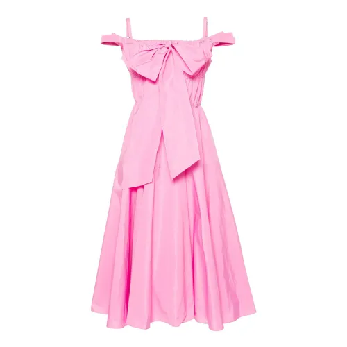 Patou , Rose Pink Off-Shoulder Midi Dress ,Pink female, Sizes: