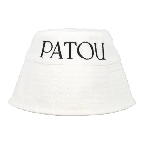 Patou , White Bucket Hat with Embroidered Logo ,White female, Sizes: