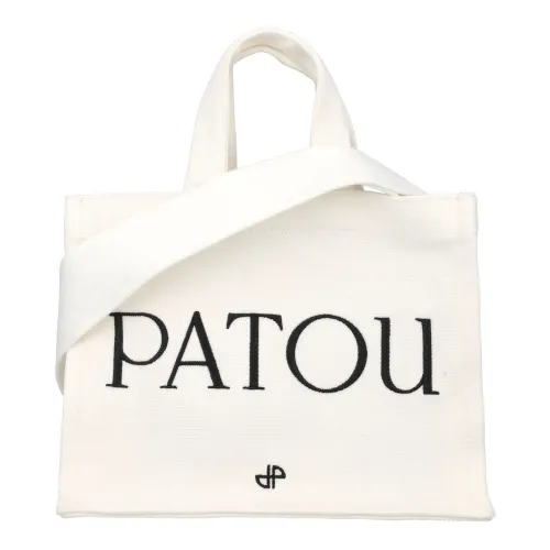 Patou , White Canvas Tote Bag with Logo ,White female, Sizes: ONE SIZE
