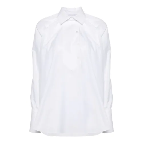 Patou , White Cotton Poplin Shirt with Decorative Stitching ,White female, Sizes: