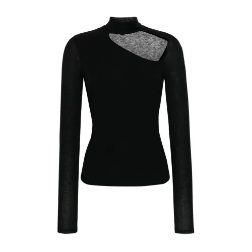 Patrizia Pepe , Asymmetric-Neck Sweater ,Black female, Sizes: