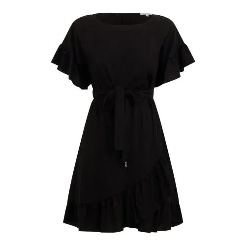 Patrizia Pepe , Black Ruffled Dress ,Black female, Sizes: