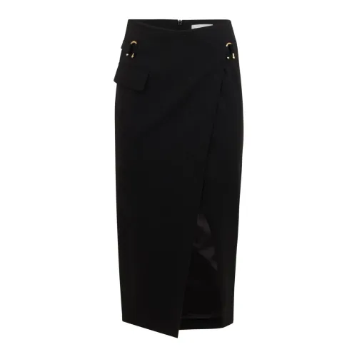 Patrizia Pepe , Black Wrap Skirt with Side Slit ,Black female, Sizes: