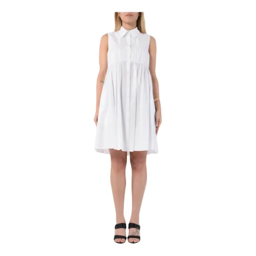 Patrizia Pepe , Cotton Shirt Dress with Button Closure ,White female, Sizes: