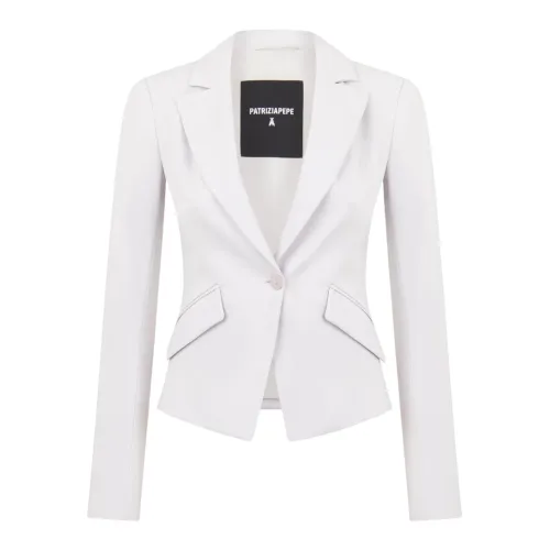 Patrizia Pepe , Grey Fitted One-Button Blazer ,White female, Sizes: