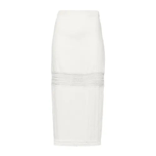 Patrizia Pepe , Ivory Lace Panel Pencil Skirt ,Beige female, Sizes: