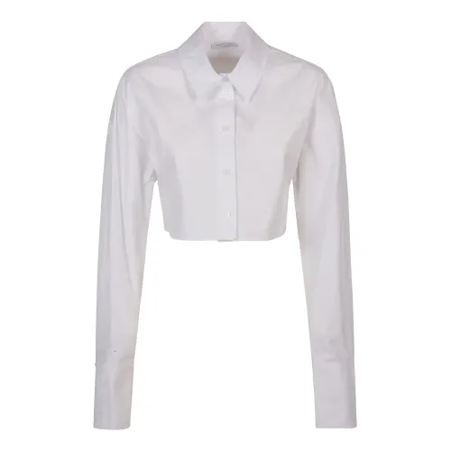 Patrizia Pepe , Optical White Cropped Shirt ,White female, Sizes: