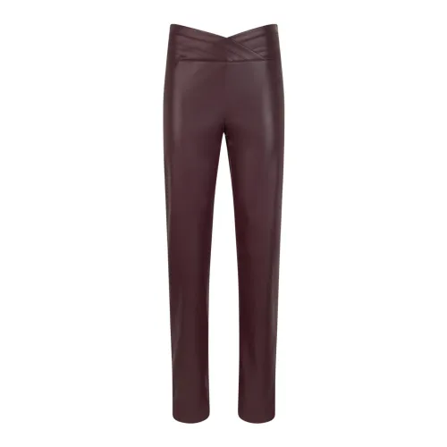 Patrizia Pepe , Purple Faux Leather Pants Slim Fit ,Purple female, Sizes: