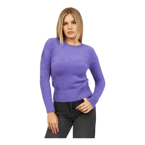 Patrizia Pepe , Purple Fluffy Sweater with Fly Rivets ,Purple female, Sizes: