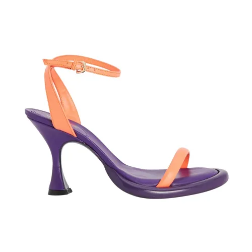 Patrizia Pepe , Purple Leather Sandals with Ankle Strap ,Purple female, Sizes: