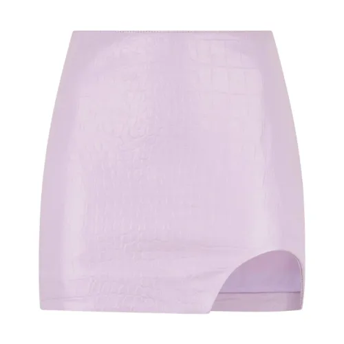 Patrizia Pepe , Purple Leather Skirt with Side Slit ,Purple female, Sizes: