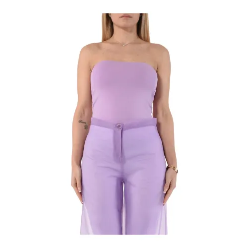 Patrizia Pepe , Strapless Slim Fit Jersey Top ,Purple female, Sizes: