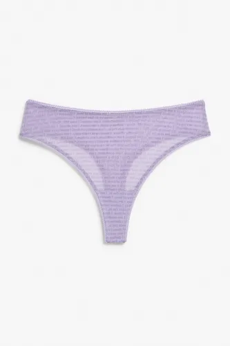 Patterned mesh thong - Purple