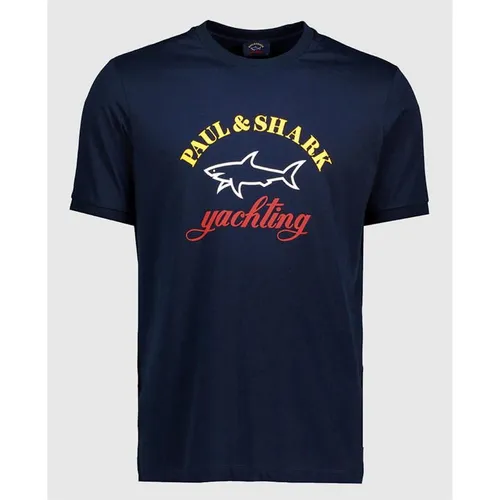 Paul And Shark Big Logo T Shirt - Blue