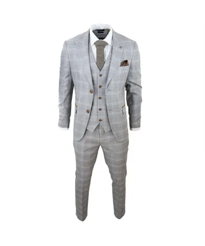 Paul Andrew Mens Light Grey 3 Piece Velvet Trims Tailored Fit Suit