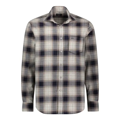 Paul & Shark , Checkered Long Sleeve Shirts ,Beige male, Sizes: