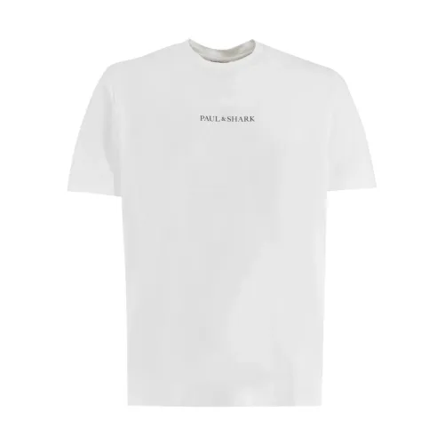 Paul & Shark , Cotton Crewneck T-shirt with Print ,White male, Sizes: