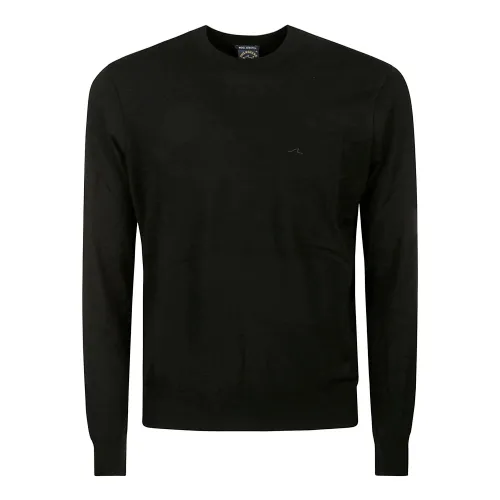 Paul & Shark , Embroidered Wool Stretch Crewneck Sweater ,Black male, Sizes:
