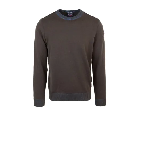 Paul & Shark , Essential Men Crewneck Sweater ,Brown male, Sizes: