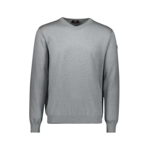 Paul & Shark , Knitwear with V-neck ,Gray male, Sizes: