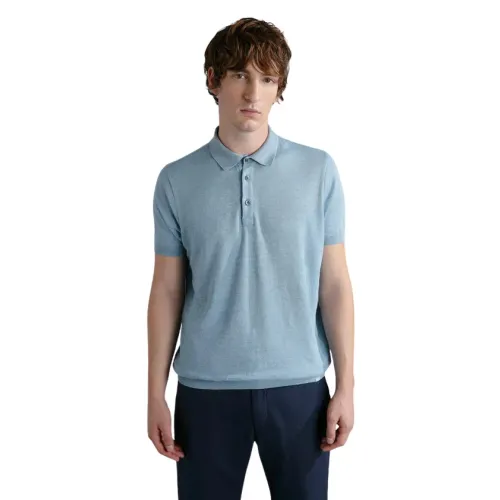 Paul & Shark , Light Blue Linen Polo Shirt ,Blue male, Sizes:
