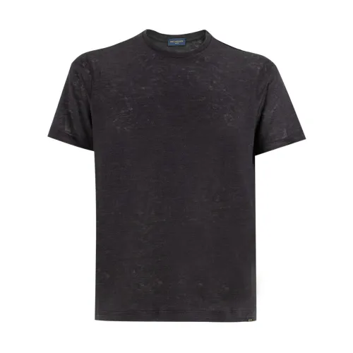 Paul & Shark , Linen Crewneck T-shirt for Men ,Black male, Sizes: