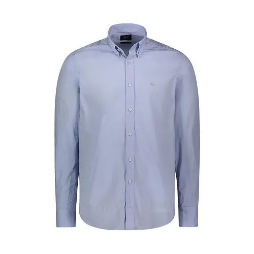 Paul & Shark , Men Long Sleeve Cotton Shirt ,Blue male, Sizes: