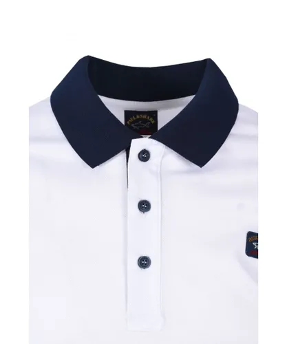 Paul & Shark Mens and Logo Patch Organic Cotton Polo Shirt in White