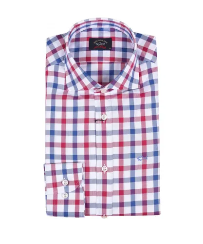 Paul & Shark Mens And Long Sleeved Checked Shirt Red/Blue/White - Multicolour