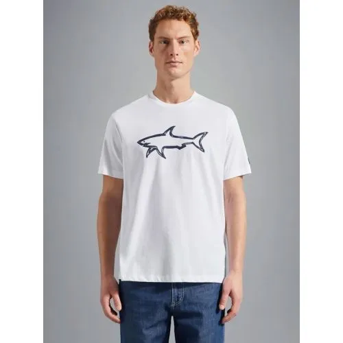 Paul & Shark Mens White Knitted Cotton T-Shirt