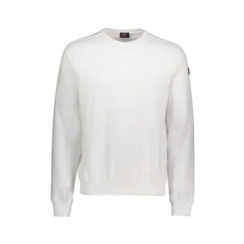 Paul & Shark , Organic Cotton Sweatshirt With Iic Badge Genser ,White male, Sizes: