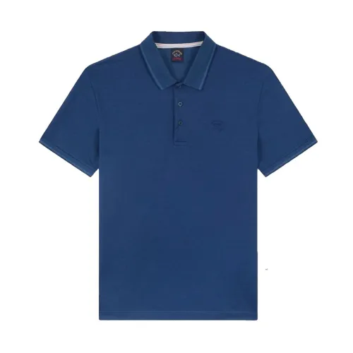 Paul & Shark , Polo IN Organic Cotton Pique With Embroidered Shark ,Blue male, Sizes: