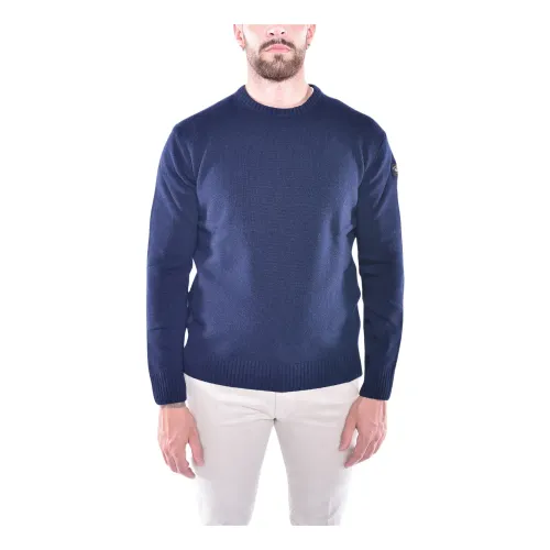 Paul & Shark , Shetland EcoWool Long Sleeve Sweater ,Blue male, Sizes: