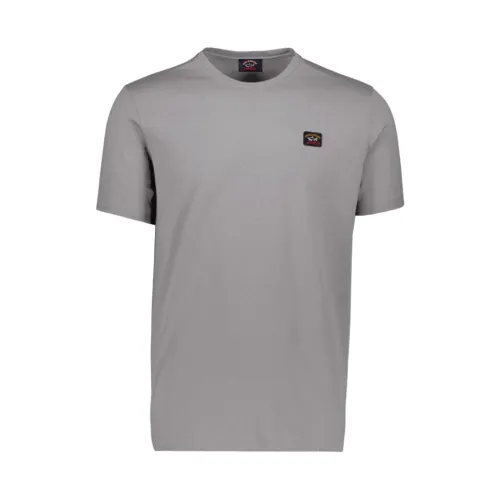 Paul & Shark , T-shirt med Logo ,Gray male, Sizes: