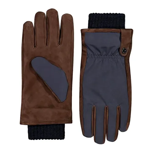 Paul & Shark , Waterproof Leather and Fabric Gloves ,Blue male, Sizes: