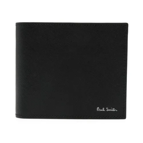 Paul Smith , Black Leather Wallet with Logo Print ,Black male, Sizes: ONE SIZE