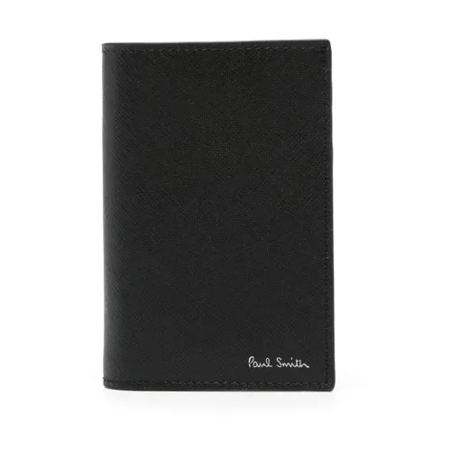 Paul Smith , Black Leather Wallet with Signature Stripe Balloon Print ,Black male, Sizes: ONE SIZE