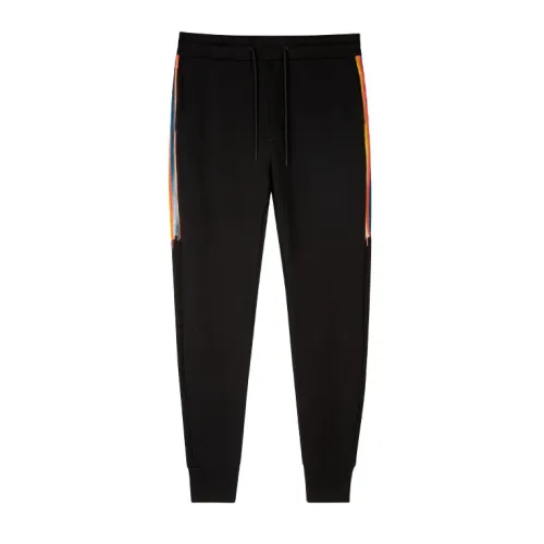 Paul Smith , Black Loop Cotton Sweatpants with Painted Stripe Print ,Black male, Sizes:
