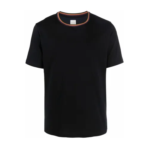 Paul Smith , Black Stripe-Trim T-shirt ,Black male, Sizes: