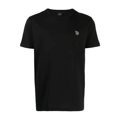 Paul Smith , Black Zebra Patch Crew-neck T-shirt ,Black male, Sizes: