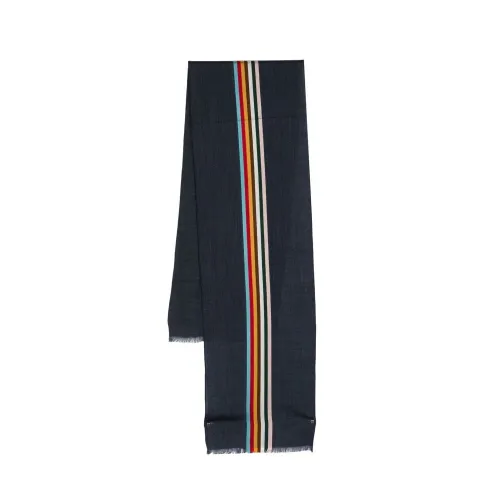 Paul Smith , Central Stripe Scarf in Navy ,Blue male, Sizes: ONE