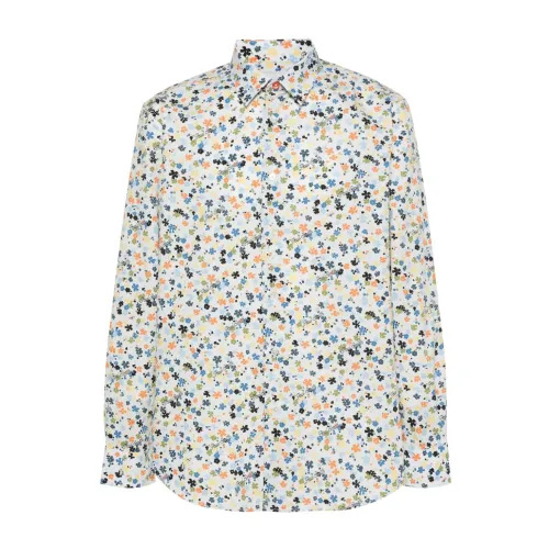 Paul Smith , Floral Patterned Shirt with Logo Print ,Multicolor male, Sizes:
