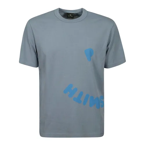 Paul Smith , Happy Print Cotton T-Shirt for Men ,Blue male, Sizes: