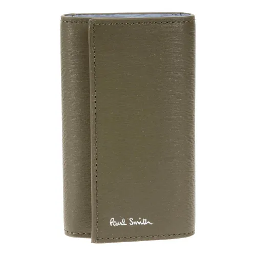 Paul Smith , Leather Keychain with Hooks and Button Closure ,Green male, Sizes: ONE SIZE