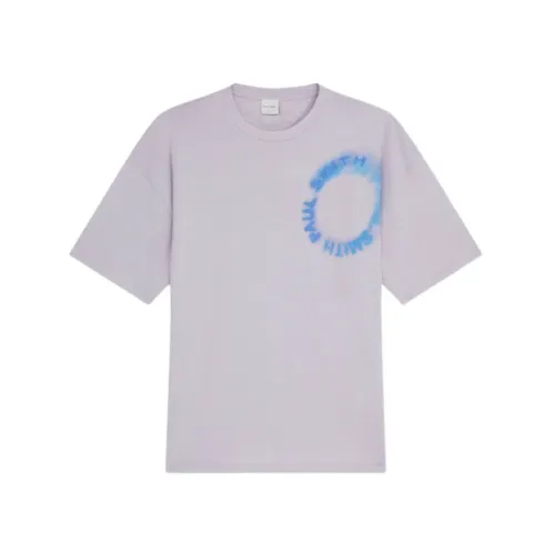 Paul Smith , Light Blue Crew Neck T-Shirt with Solar Flare Logo ,Gray male, Sizes: