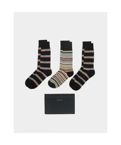 Paul Smith Mens Accessories Socks And Card Holder Gift Set in Black Cotton - One