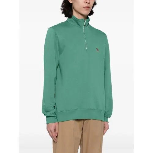Paul Smith Mens Emerald Green Regular Fit Half Zip Sweatshirt